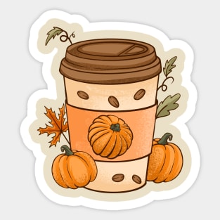 Fall coffee, Pumpkin Spice latte- Chill Fall Season Coffee, Thanksgiving Halloween Matching Gift Sticker
